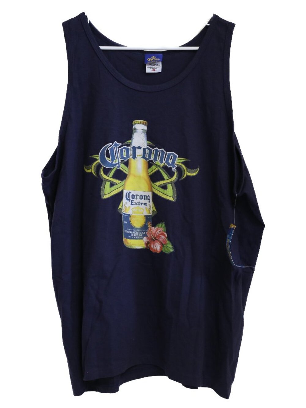 NWT Corona Extra Tank Top Mens XL Navy Blue Floral Tropical Sleeveless Shirt NEW